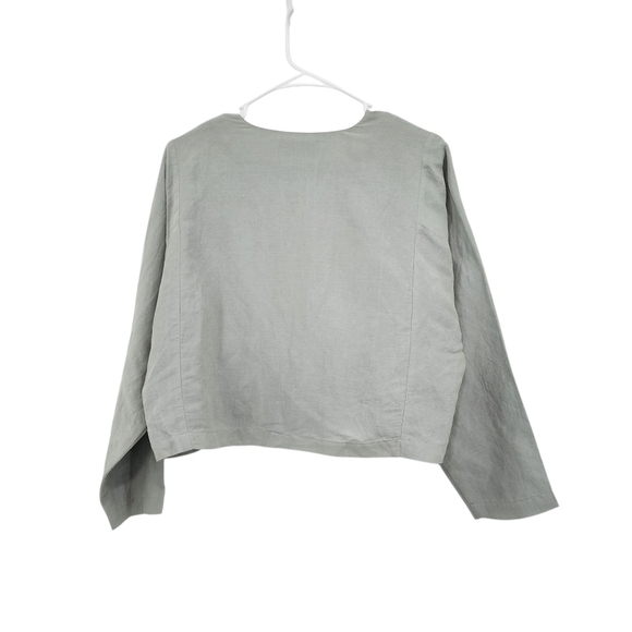 SuZen Vintage Women's Linen Blend Button Front Cropped Top - S - Picture 4 of 9